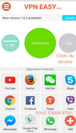 VPN EASY ajout d'applications à protéger